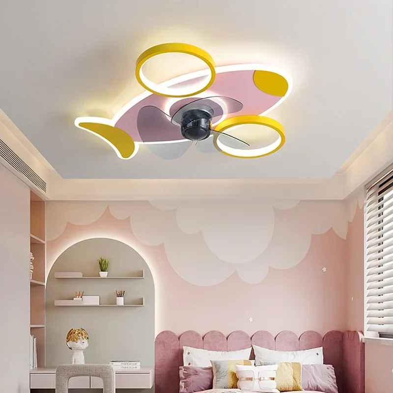 KidsBedroom Decor Led Invisible Ceiling Fan Light Lamp Jadalnia Wentylatory sufitowe ze światłami Lampy zdalnie sterowane do salonu