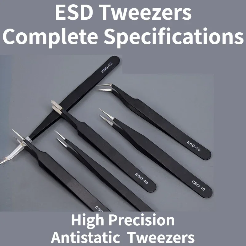 ESD Anti-Static Stainless Steel Tweezers Set Maintenance Repair Tool Kit Anti Static Model Making Tool Hand Tool Set Twizers