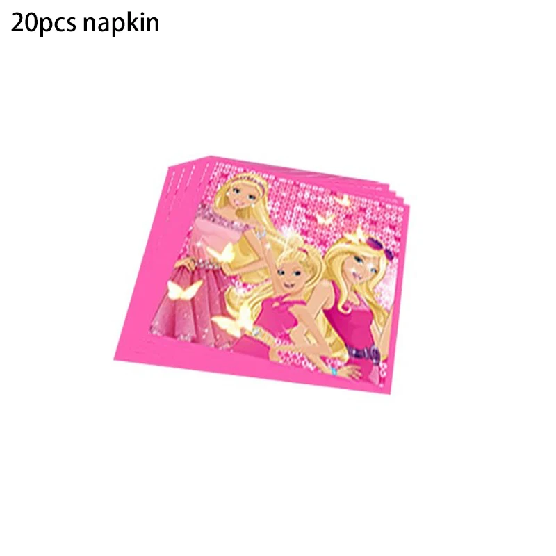 MINISO Barbie Birthday Party Pink Girls Disposable Tableware Cup Plate Napkin Banner Princess Party Decorations Supplies Gifts