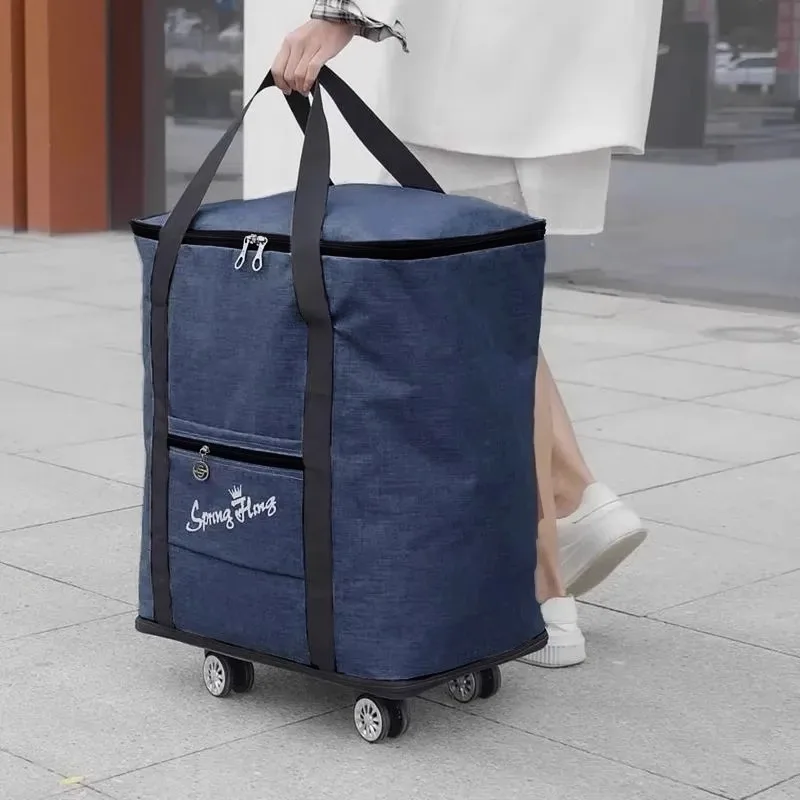 College And High School Students Cotton Quilt Storage Bag Luggage Bag with Wheels Bedding Clothes Storage Bag Easy to Store