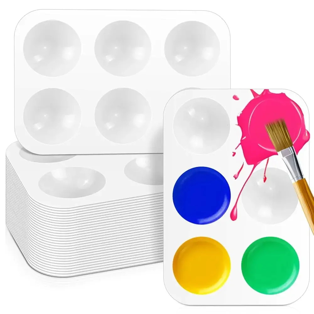 

Набор из 30 белых пластиковых палитр для акварели, прямоугольные палитры на 6 ячеек, лотки для красок, подносы для красок для детей