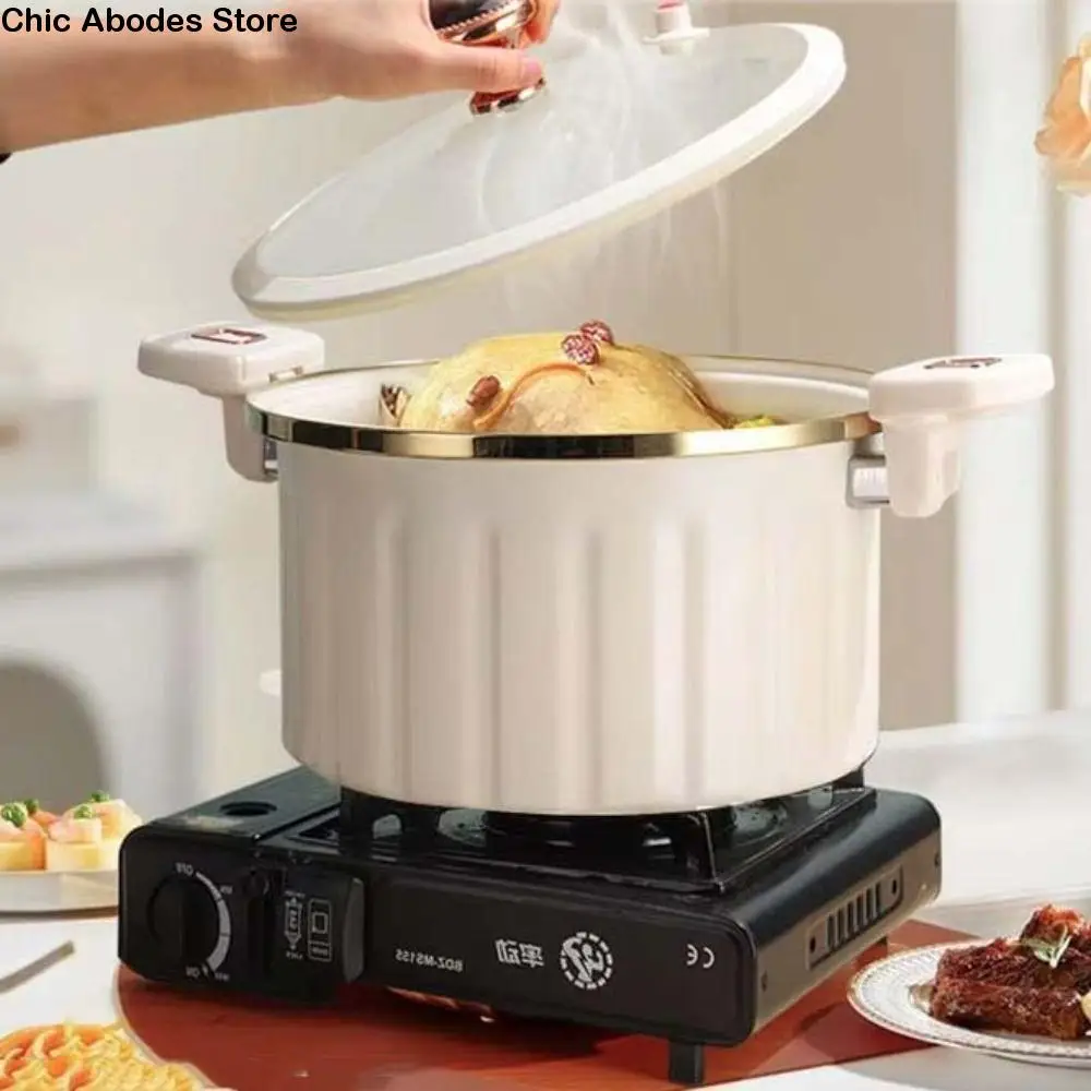 

Large Capacity Enamel Micro Pressure Cooker Binaural Handle Sealed Stewing Boiling Pot Non-stick Leakproof Soup Pot Kitchen