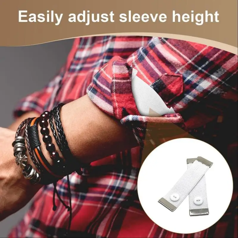 New 1Pair Fashion Simple Shirt Cuff Extender Elastic Sleeve Holder Unisex Cufflinks Arm Cuffs Bands Extension Button Accessorie