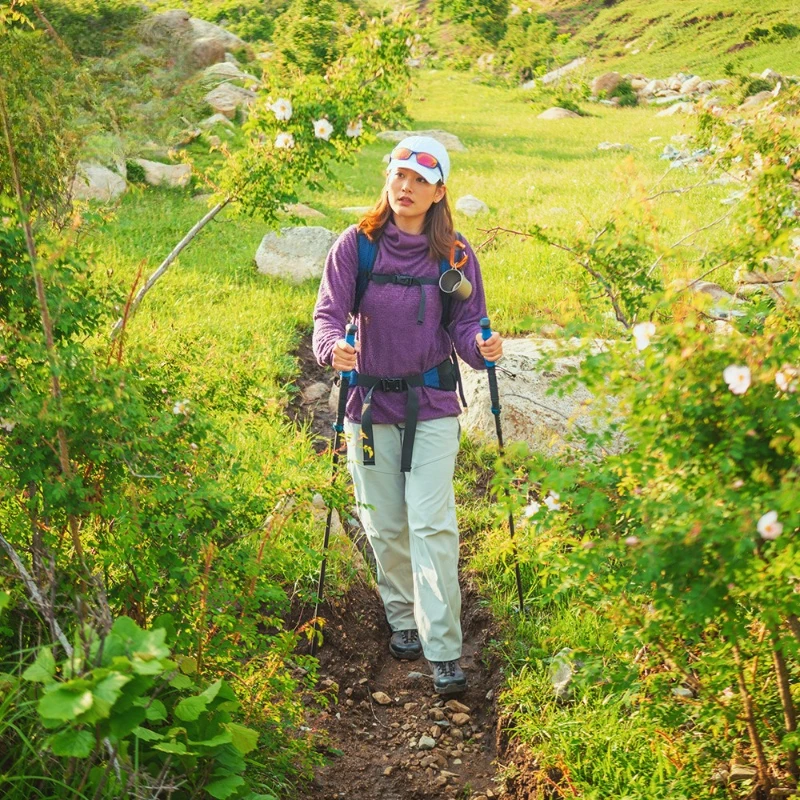 Folding Carbon Hiking Cane 5 Sections 110-135CM Retractable Hiking Cane Lightweight