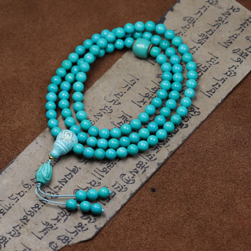 Turquoise Magnesite 108 Hand Toy Pulp round Necklace Made of Loose Beads Bracelet Ornament Accessories