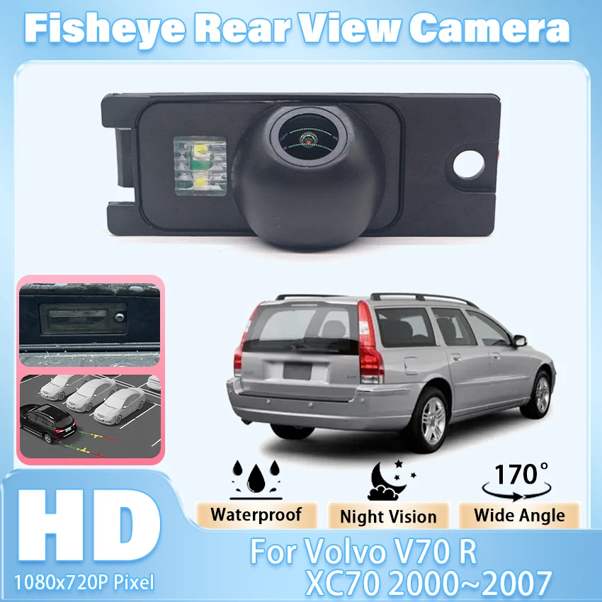 1080P 170 °   Cámara de visión trasera de vehículo ojo de pez para Volvo V70 R XC70 2000 2001 2002 2003 2004 2005 2006 2007 HD CCD visión nocturna
