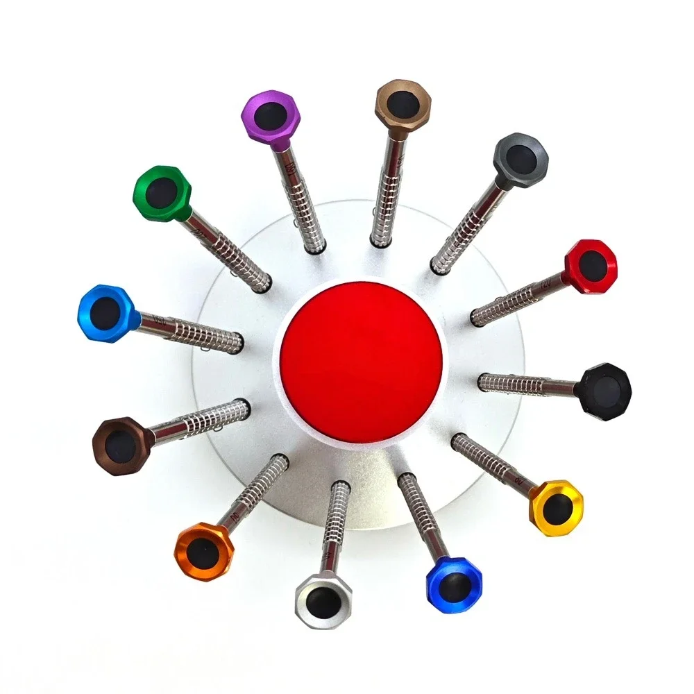 12個の高品質ドライバーセット高精度全鋼製ドライバー、時計修理用に回転できるボトムベアリング付き