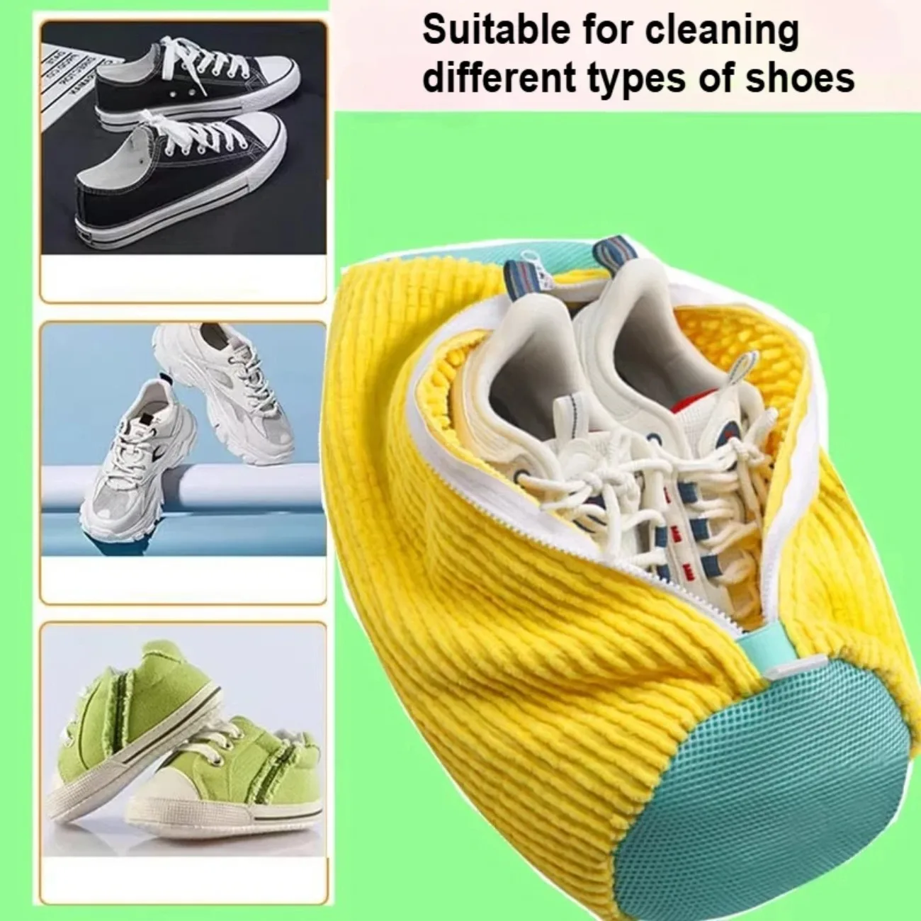 Shoe Laundry Bags 2-Pack – Heavy-Duty Mesh & Fluffy Lining Cleaning Bags to Protect Shoes & Washer During Wash