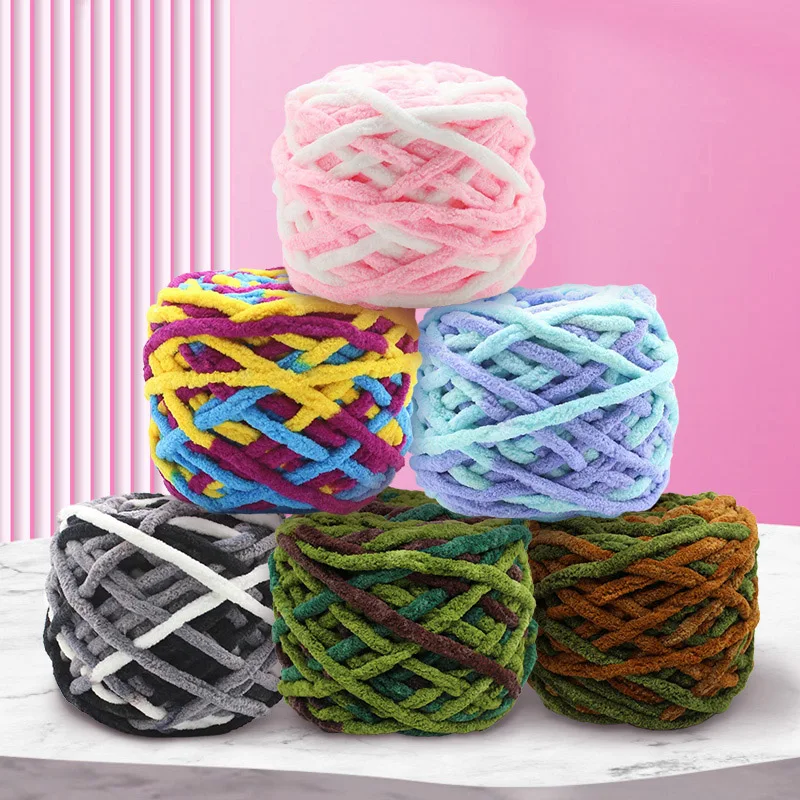 100g/roll Colorful Soft Hand Knitting Scarf Diy Polyester Blend Cotton Yarn Wool Yarn Thick Line Oven Blanket Long Yarn