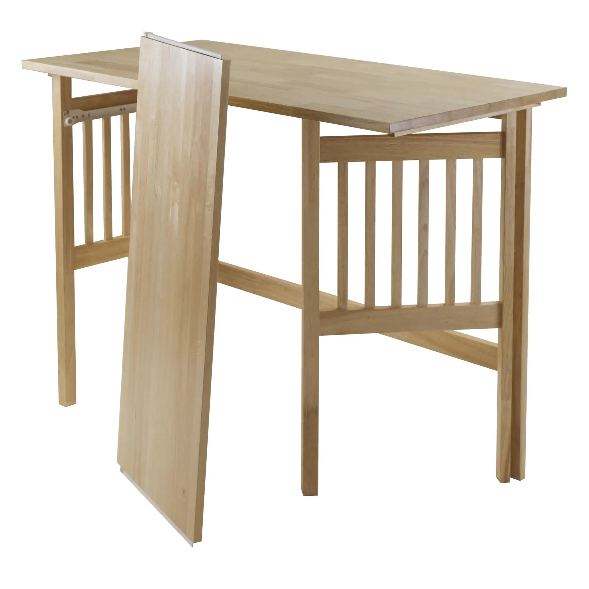 Wood Foldable Study Writing Desk Natural Finish Computer Desk PC Laptop Table Workstation