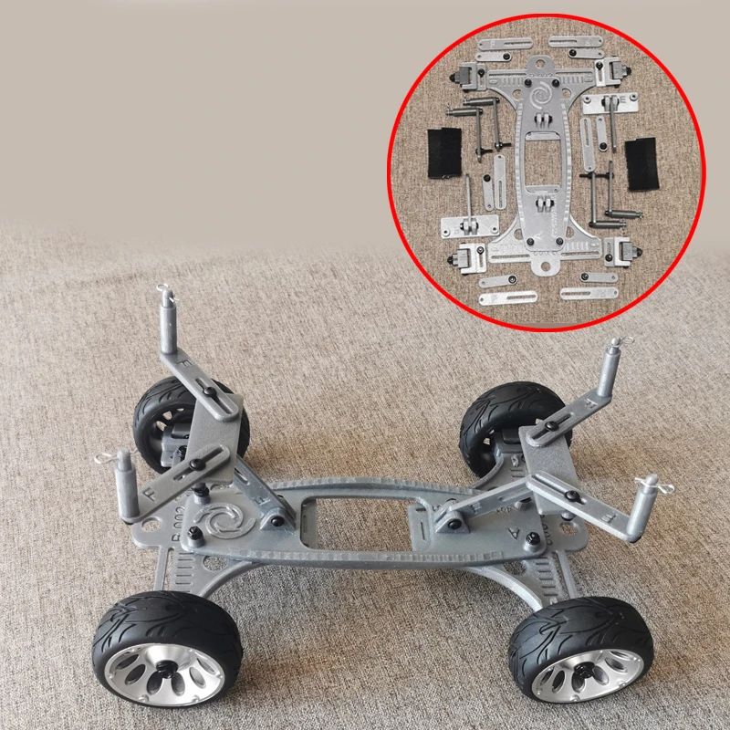 1Set 3D Printed 1/10 Scale RC Car Display Chassis Adjustable Steering Angle/Camber Assembly Parts for Toy Vehicle Modification