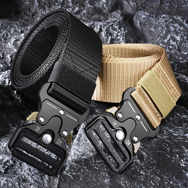 Men's Belt Outdoor Hunting Tactical Mens Belt Multifunctional Combat Survival High Quality Canvas Nylon Mens Belt Sport Belt