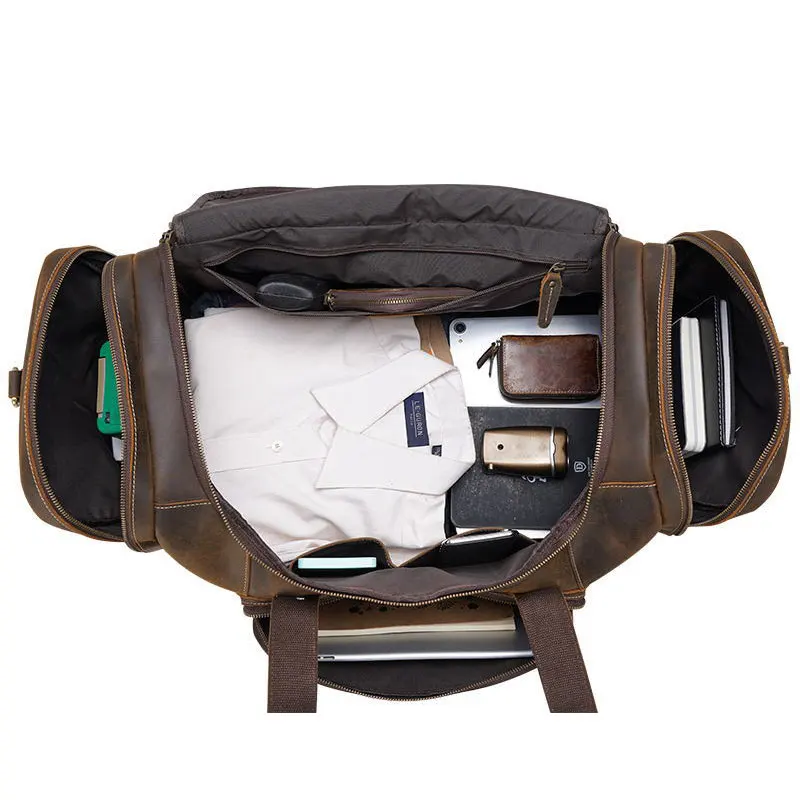 Luufan-Sac de voyage en cuir véritable pour homme, sac messager vintage, bagage de week-end, cuir de vache, 23 \