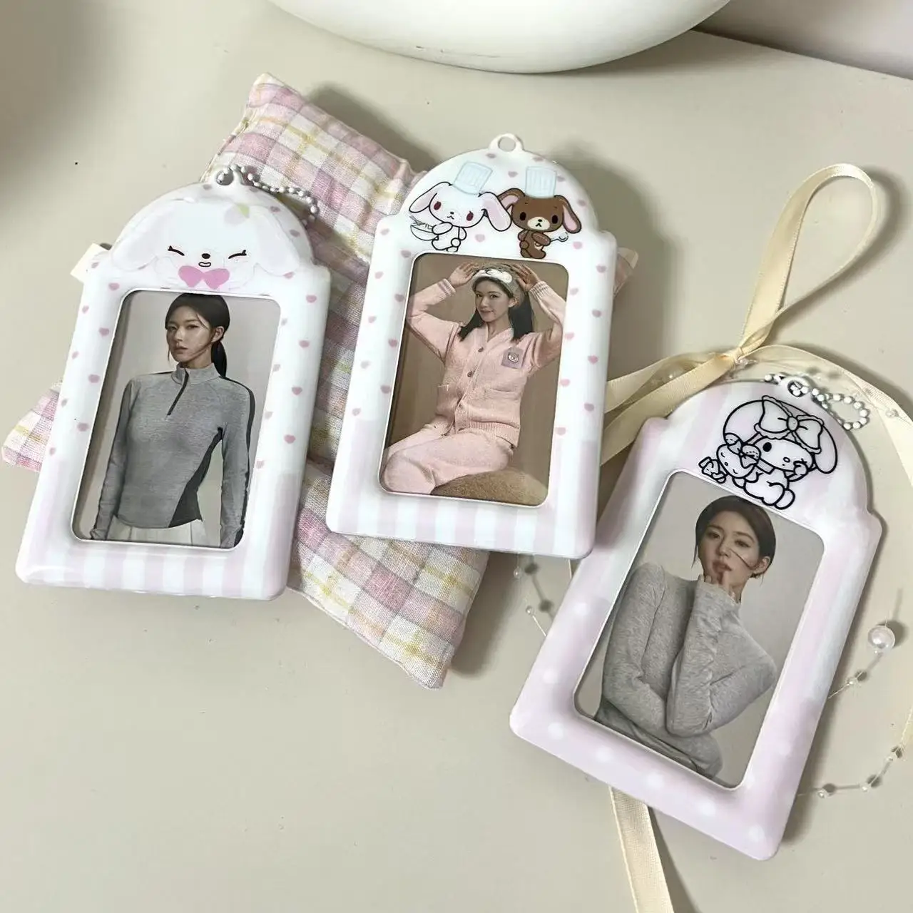 Kpop Photocard Holder Keychain Y2K PhotoCard Holder Kpop Charm Holders Kawaii Photo Card Keychain