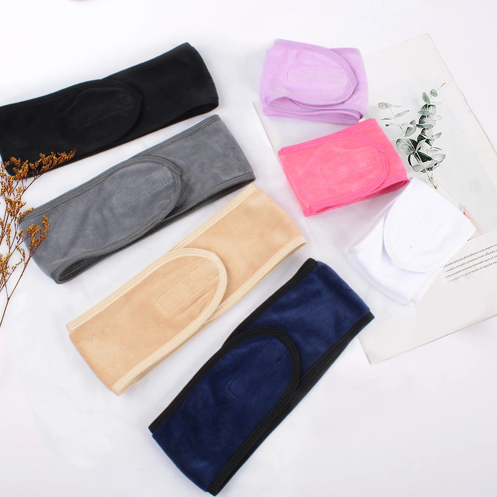 

Women Soft Toweling Headbands Adjustable Sports Hairband Yoga Spa Bath Shower Wash Face Make Up Cosmetic Wide Head Band