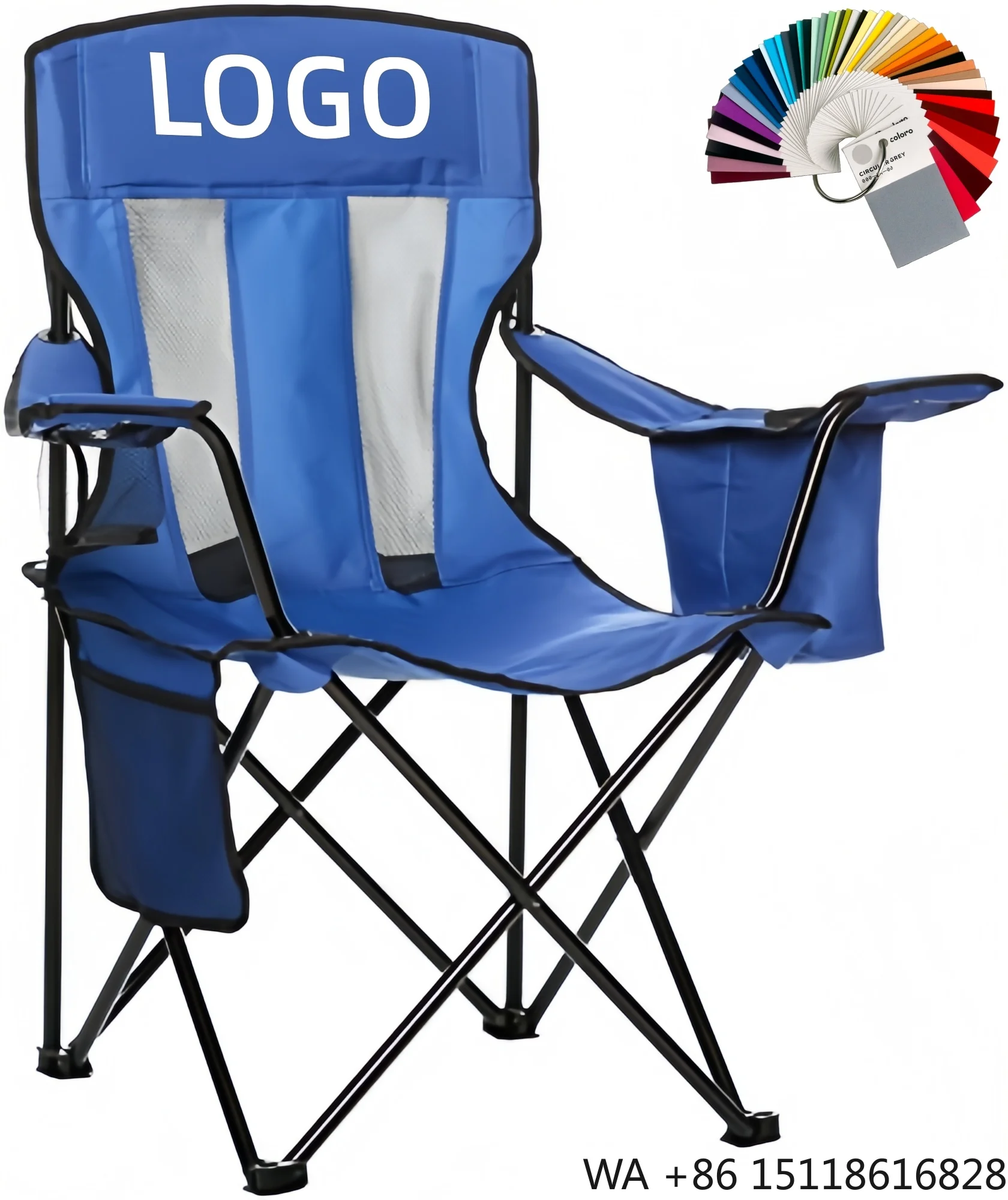 for-basics-outdoor-camping-chair-with-alloy-steel-frame-armrests-mesh-back-side-pockets-polyester-material