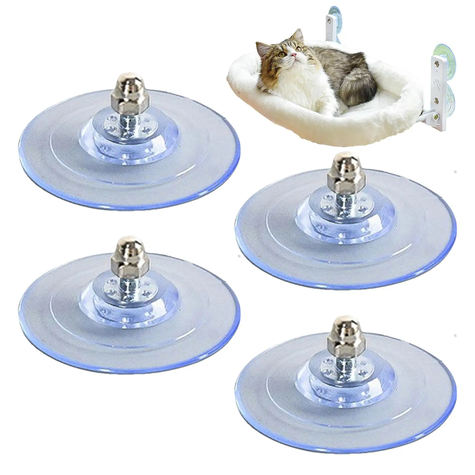 Cat Hammock Suction Cup 4 Pieces PVC Suction Cups Cat Window Perch Screw Cat Window Bed Seat Replacement Maximum Weight 20 Kg
