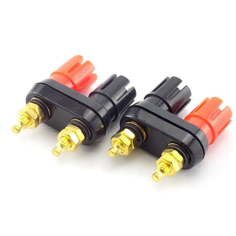 1pc Dual Female Speaker Banana Plug Gold Plating Post Terminal Connector Banana Socket Amplifier Adaptor D5