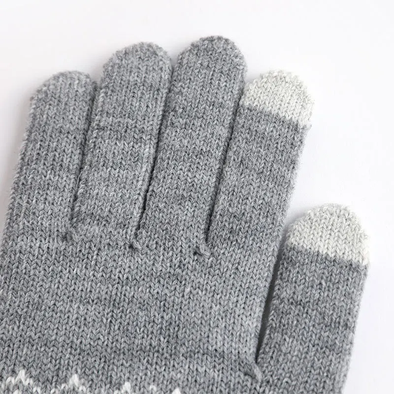 Knit Touch Screen Gloves Winter Warm Women's Interfinger Wool and Fleece Cold Jacquard Warm Gloves