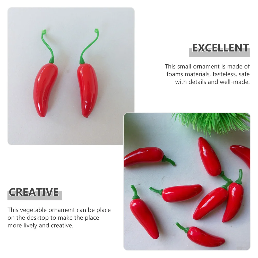 

100pcs Simulated Chili Peppers Artificial Red Pepper Foam Vegetable Decor For Farmhouse Kitchen Desk Photography Props Fake