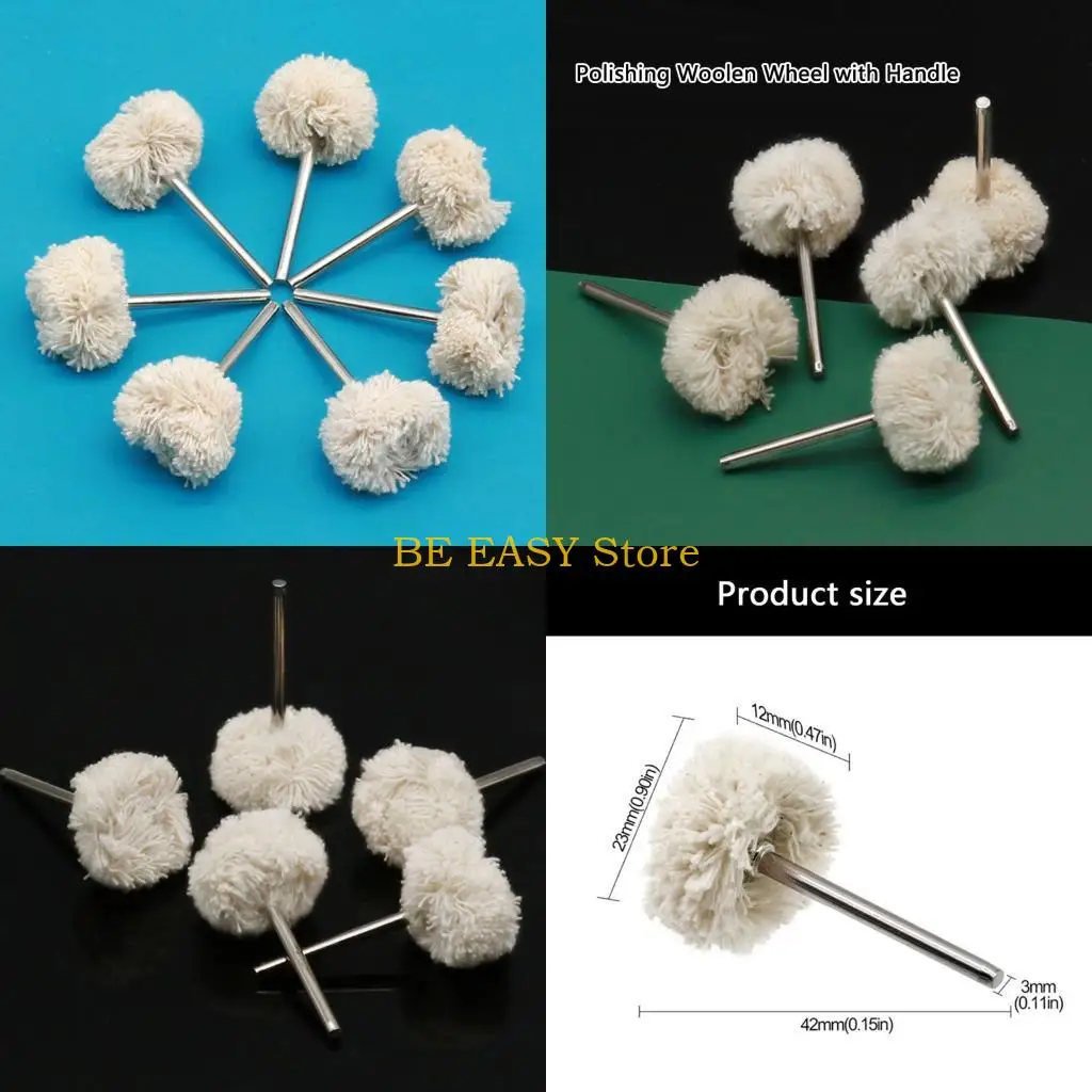 E28F Jewelry Buffing Wheel Set with mm Stem, Mounted Cotton Polishing for Small Metal Parts, Fine Finishing and Care Needs Daily