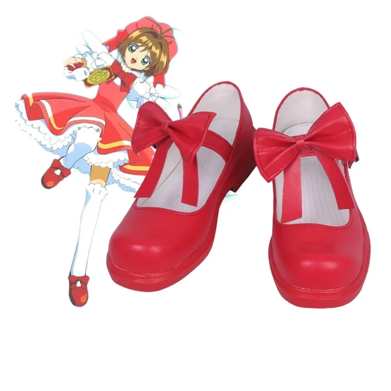 Cycard captor sakura cartão claro sakura cosplay sapatos vermelho feito sob encomenda das mulheres dos homens halloween cosplay traje sapatos e chapelaria prop