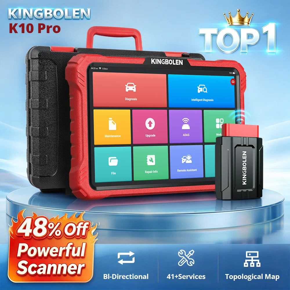 Kingbolen K10 Pro BT Scanner Bidirectional Scan Tool,Topology Map,ECU Code,41+ Service,Full System,CANFD&DOIP,DBSCar VII VCI,VAG Guidance,FCA AUTOAUTH/ & Renault SGW Access,Wider Regional Vehicle Coverage:,ne-Click Diagnostics for All Car Systems