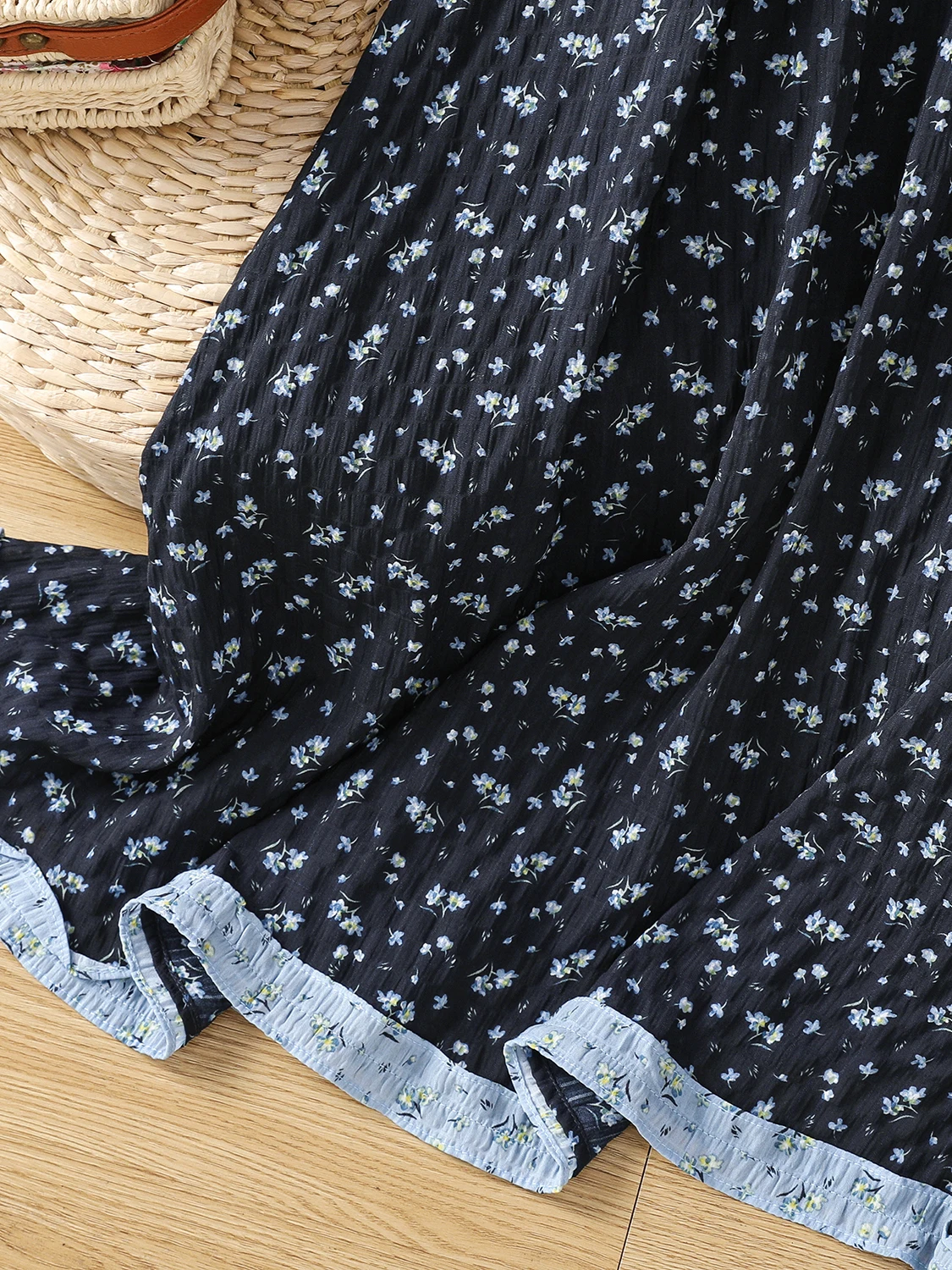 Verão 2025 Novo floral patchwork cor blo cintura alta emagrecimento saia plissada tamanho grande feminino fre sle commute algodão...