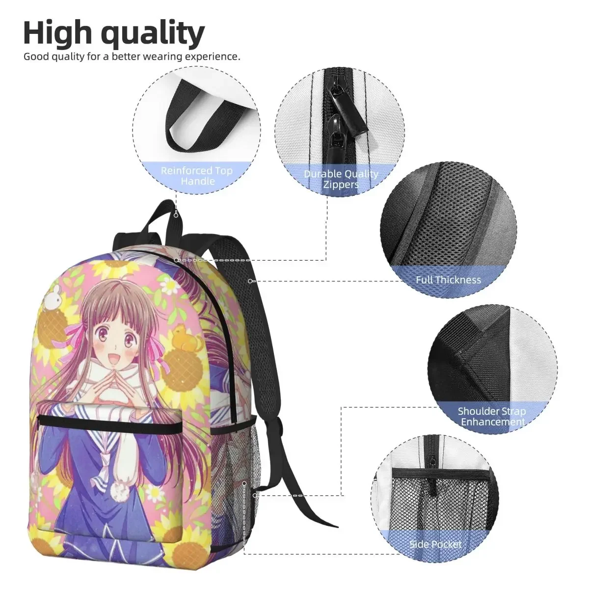 Japanese Anime Fruits Basket Backpack Student BookBag Children School Bag Computer Shoulder Bags for Men Women
