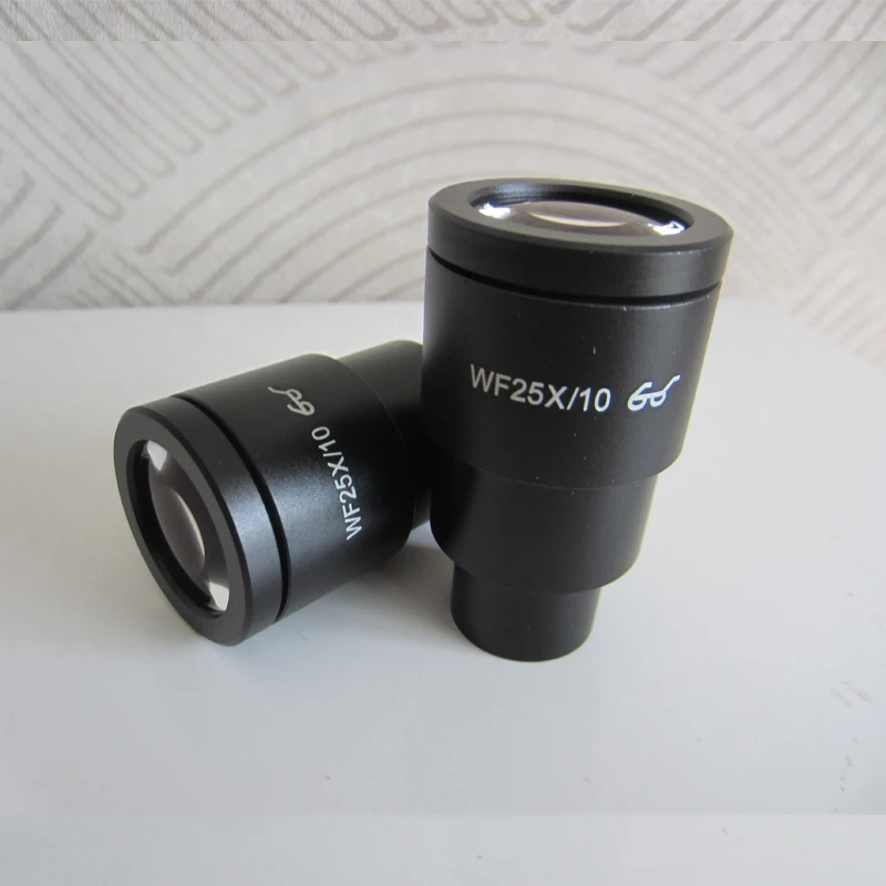 WF25X 10mm High EyePoint Wide Angle Stereo Microscope Eyepiece Lens 30mm with Rubber Eye Caps and Micrometer Reading Scale