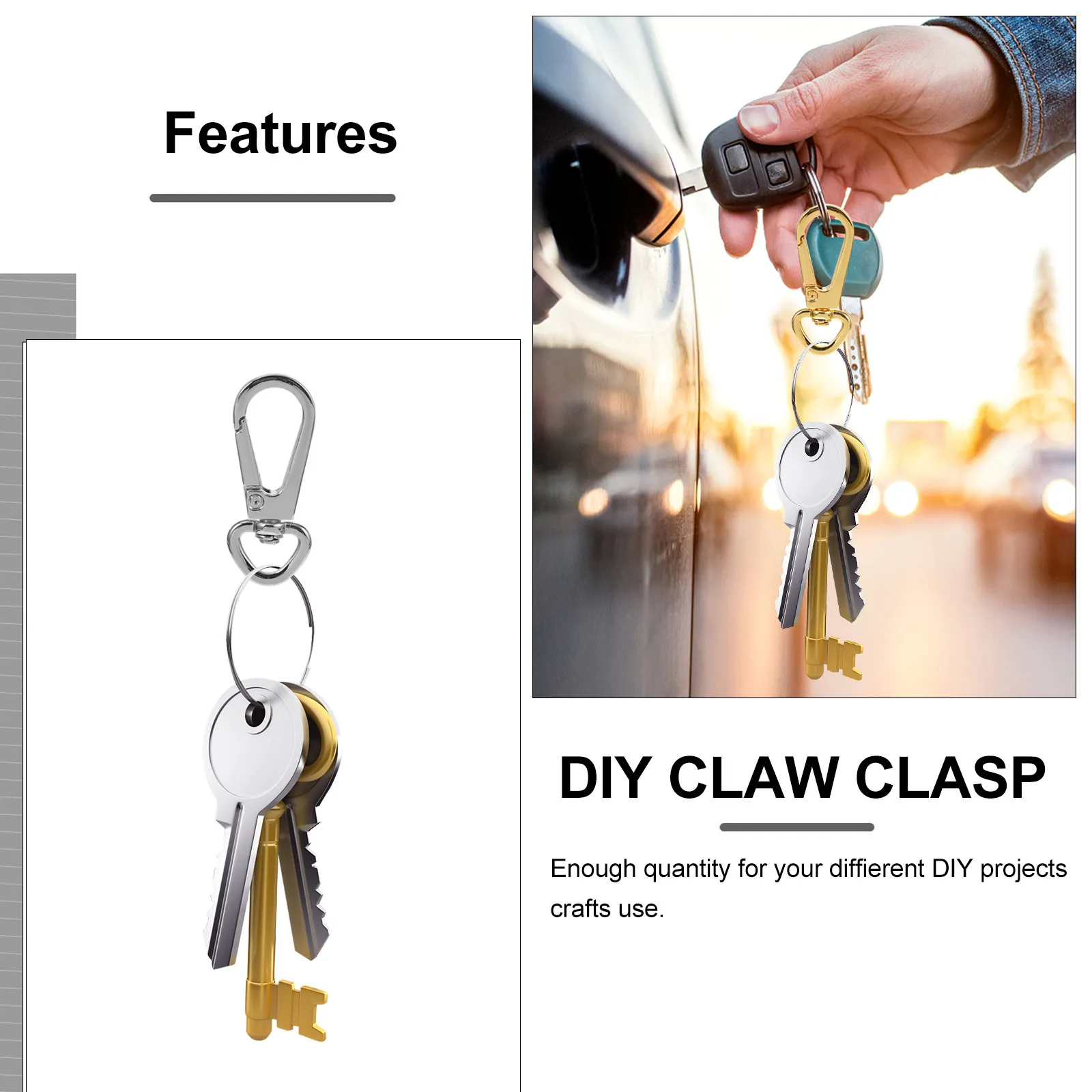 10Pcs DIY Keychain Snap Hooks Heavy Duty Claw Clasps for Bag Crafting Multi-Purpose Portable Claw Clasps Keychain Bag Snap Hook