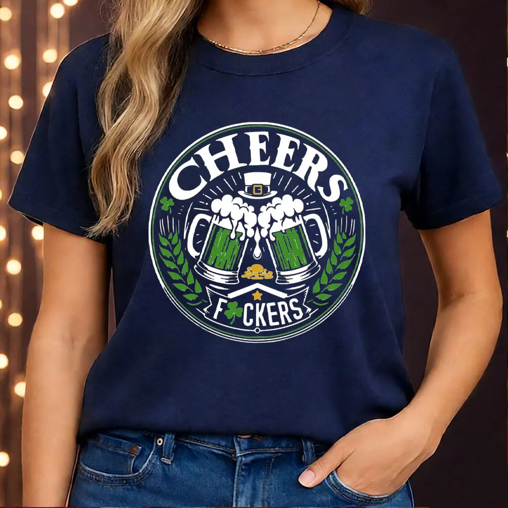 Cheers 3.17 camisetas del Día de San Patricio, camiseta irlandesa para beber, camiseta de verano para mujer, camiseta informal de moda para celebración del Día de San Patricio