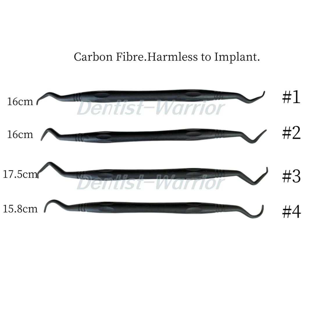 Dental Carbon Fibre Implant Scaler curettes Periodental Cleaner Flexible No Harm Dentist Cleaning Tools 4Sizes