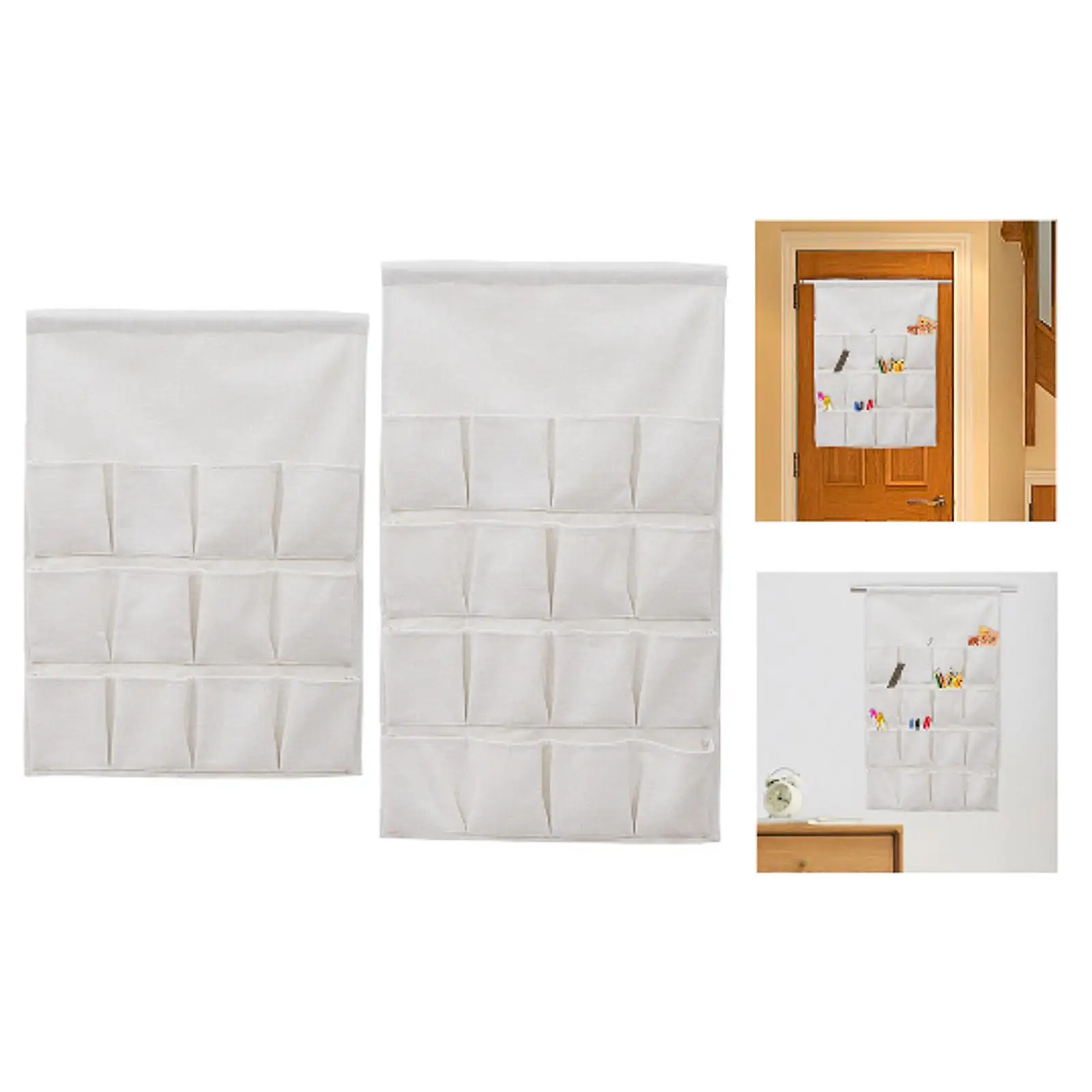 Hanging Storage Bag Organizer, Cotton Linen Storage Pockets, Door Hanging Organizer for Closet,