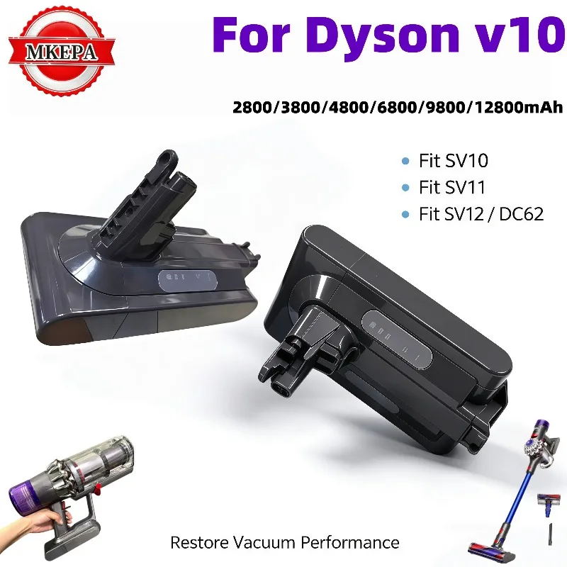 V10 Replacement Battery 2800mAh-12800mAh, Rechargeable Power Pack for SV12 DC62 SV11 SV10 Handheld Vacuum Cleaner