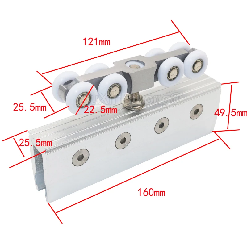 1PCS Sliding Glass Door Hanging Wheels Glasss Door Pulley Hanging Track Pulley Aluminum No Drilling Load Bearing 100KG GF1418