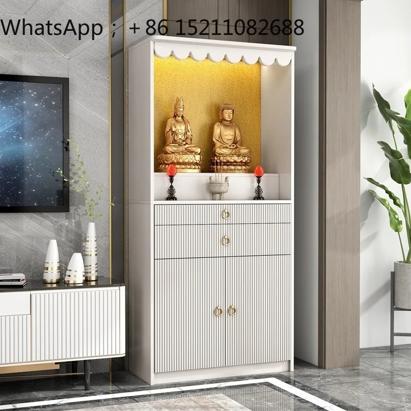 LLY Modern Buddhist Tablet Standing Cabinet Light Luxury Small Divine Tablet Cabinet Supply Table God of Wealth Cabinet