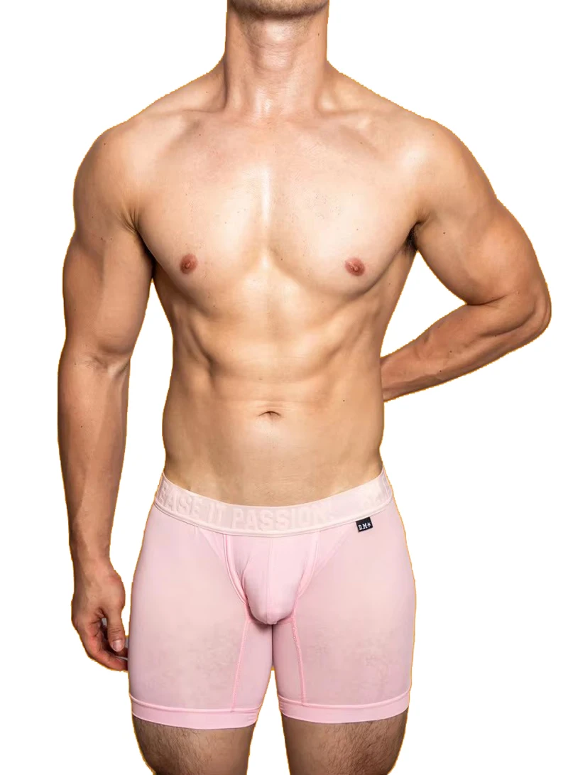 

Мужское нижнее белье, гладкие брюки-боксеры из ледяного шелка, дышащие спортивные брюки