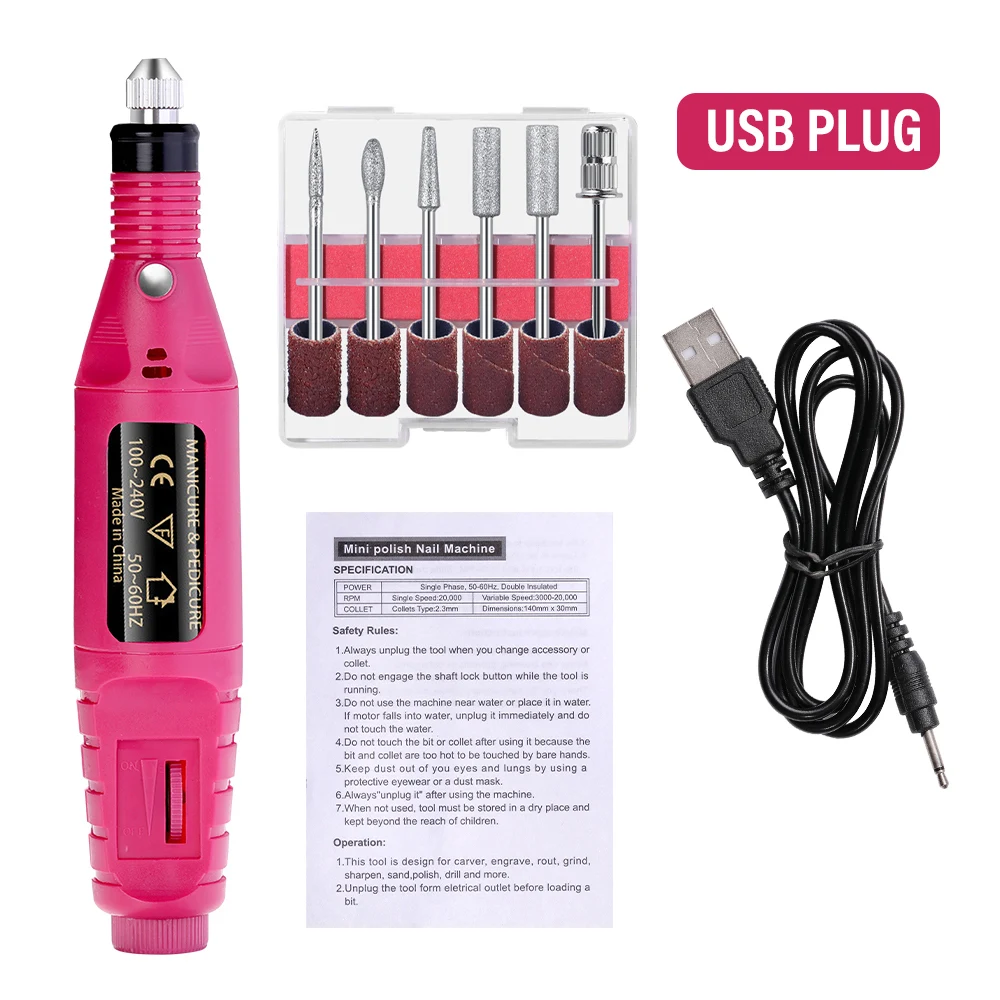 Elektrische nagelschuurmachine Set Nagelboormachine Slijpapparatuur Frees voor manicure pedicure Sterk polijstgereedschap