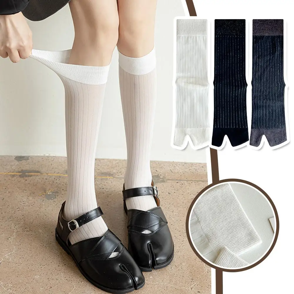 

High Quality Comfortable Summer Ultra-thin Split Toe Cotton Stripe Woman Japanese Sox Tabi Socks Two-toed Silk Golden Haraj S6g4