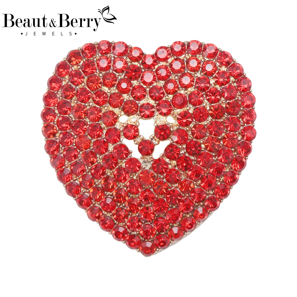 

Beaut&Berry Luxury Rhinestone Heart Brooches for Women Unisex Love Pins Casual Party Jewelry Accessories Gifts Decoration