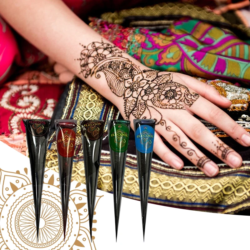 Crema de henna marrón orgánica natural pura, crema de henna marrón para tatuajes, tatuaje temporal, crema de henna para tatuajes semipermanentes.