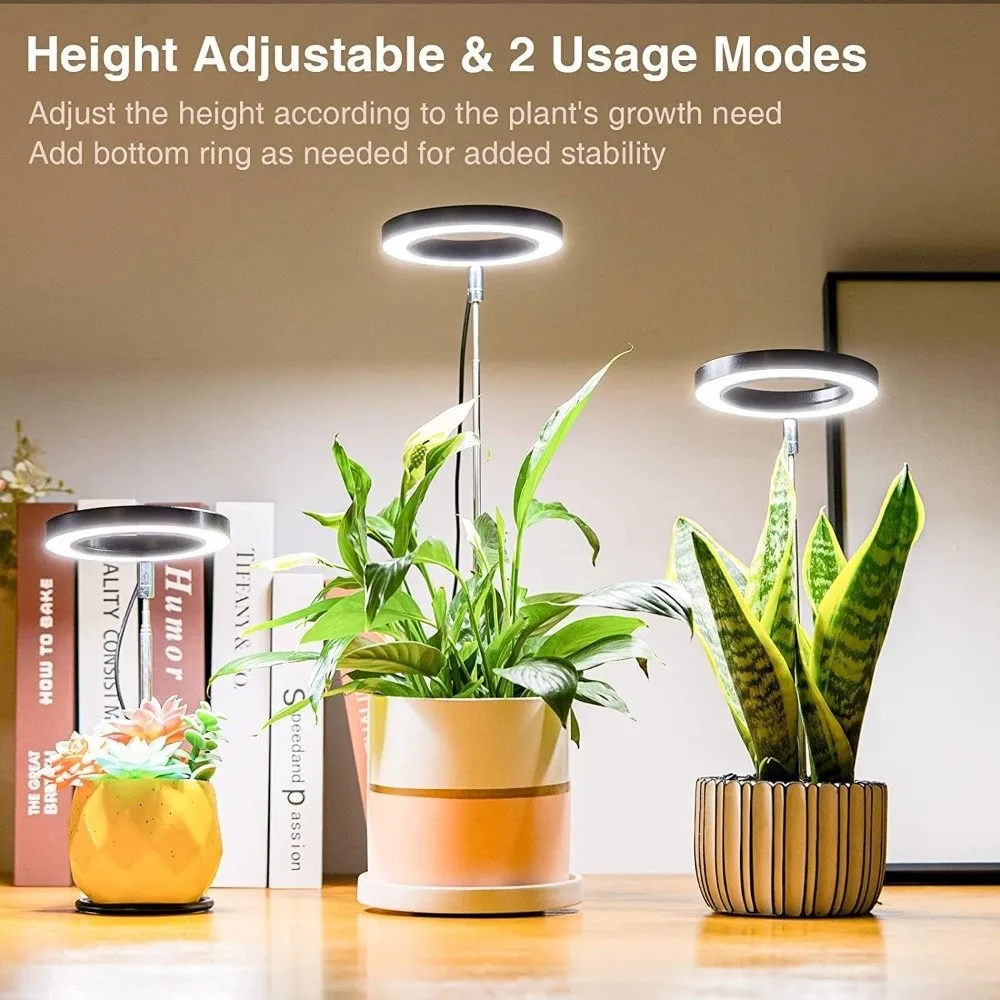 

Height/Angle Adjustable LED Plant Grow Light Dimmable Full Spectrum Full Spectrum Lamp USB Timer Ring Grow Light Hydroponics