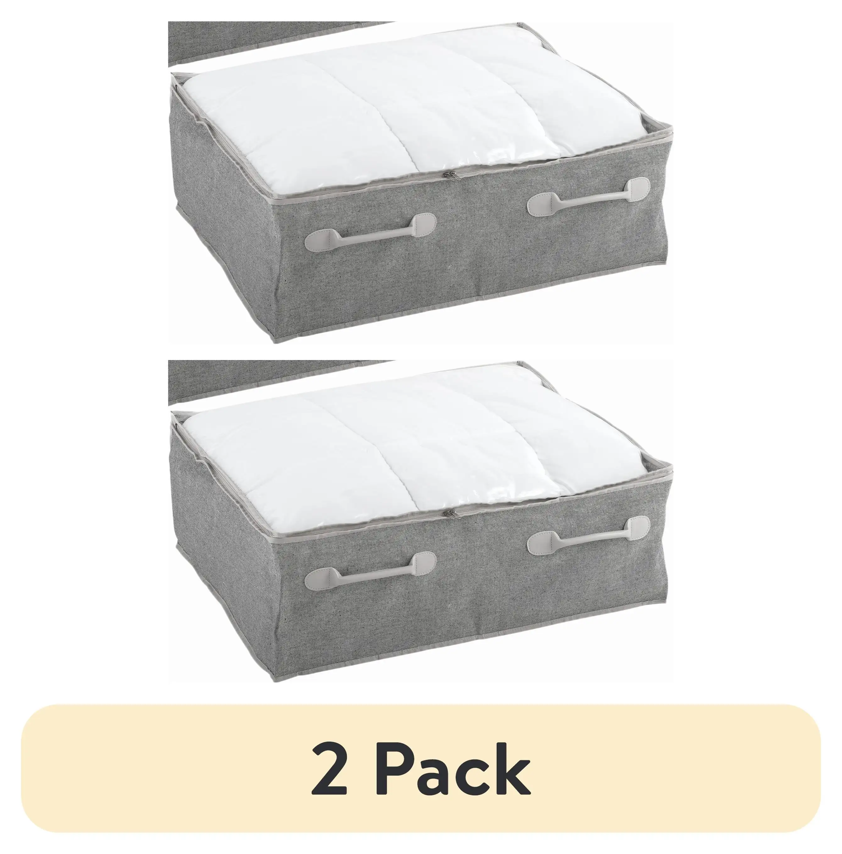 

(2 Pack) 2 Piece Compartment Underbed Zippered Polyester and Cotton Adult Storage Bin Set, 26 X 21