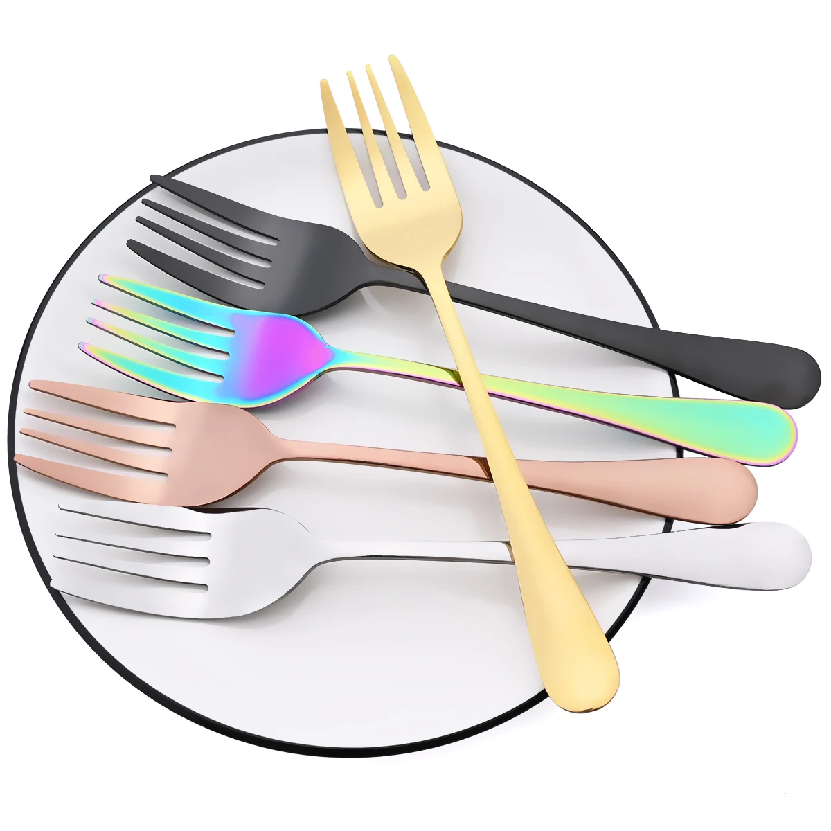 1 Pcs Black Dinnerware Set Food Salad Fork Tableware Service Fork Cutlery Mirror Stainless Steel Silverware Western Kitchen Kit