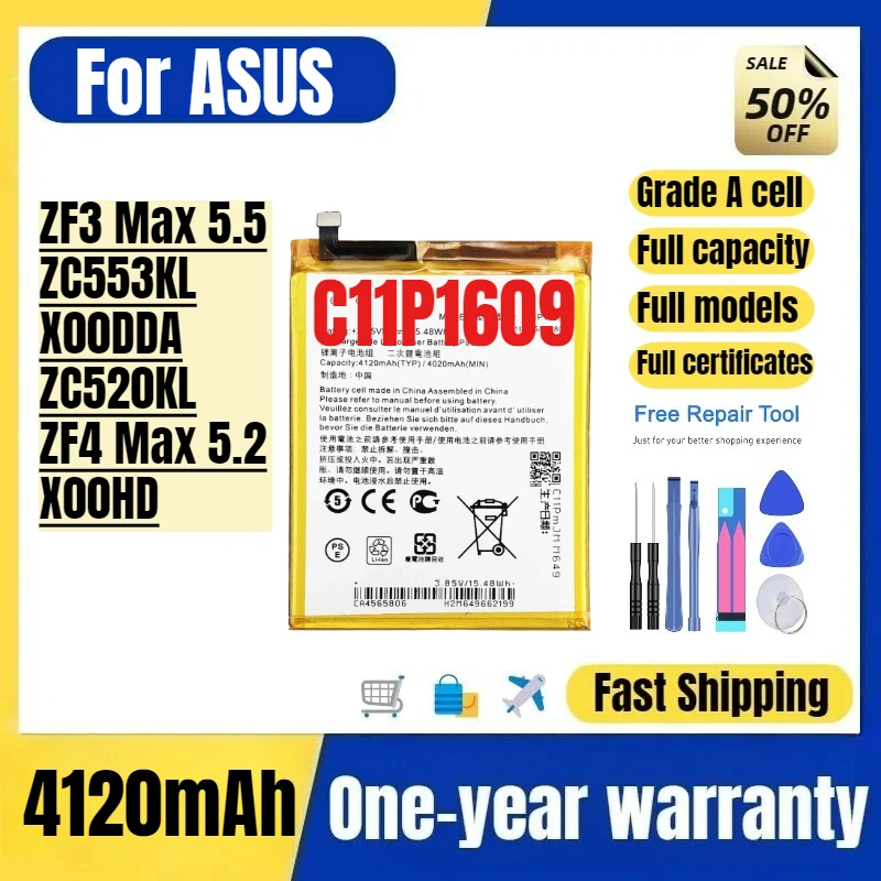 

C11P1609 for ASUS ZF3 Max 5.5/ZC553KL/X00DDA/ZC520KL/ZF4 Max 5.2/X00HD Mobile Phone Battery High Quality Replacement Bateria