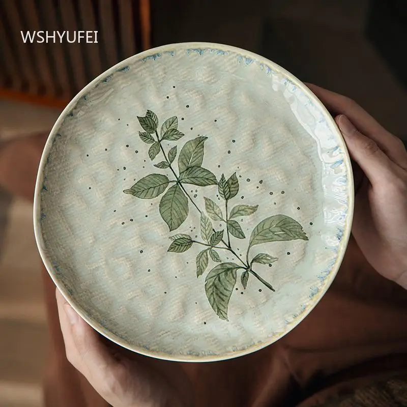 8.5-inch Water Ripple Shallow Plate Ceramic Pasta Dish Creative Dessert Plate Household Main Meal Plate Kitchenware