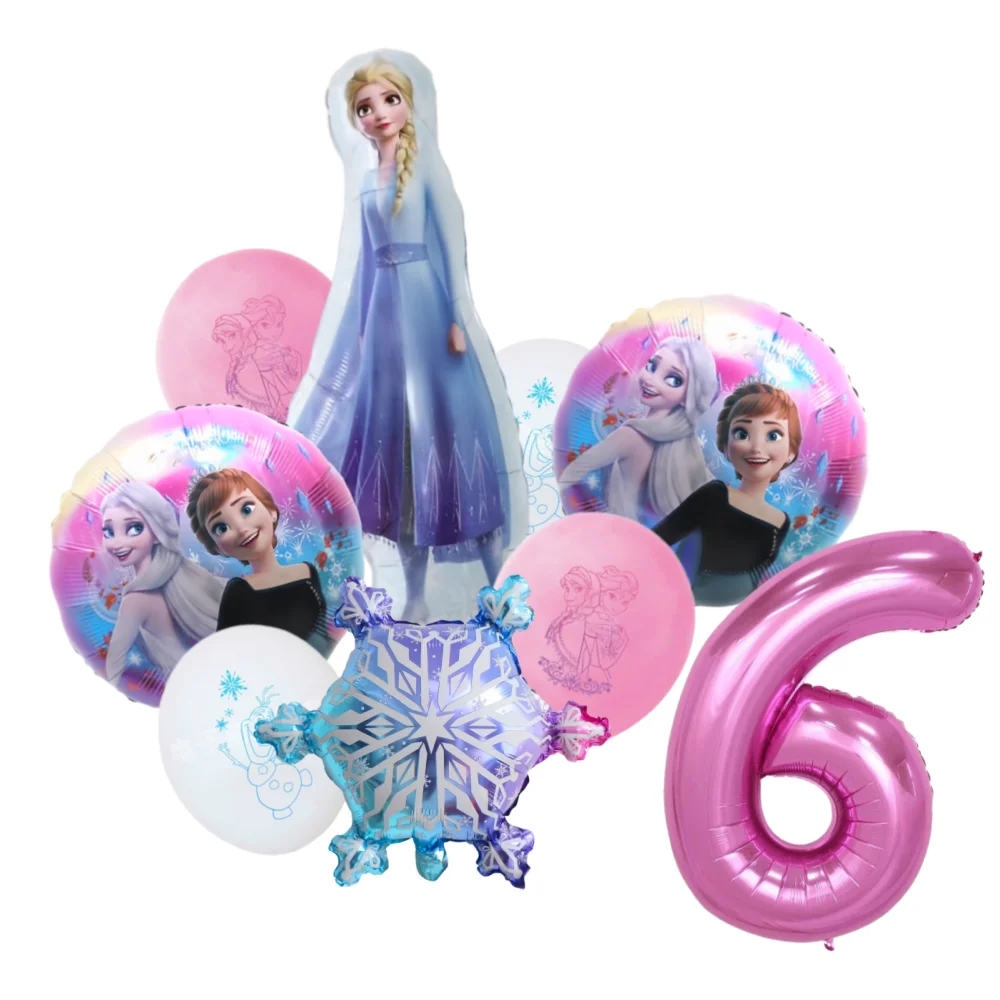 9 قطعة 18 بوصة المجمدة إلسا آنا الأميرة أولاف بالونات الوردي الأرجواني الأزرق بالونات فتاة حفلة عيد ميلاد الزفاف استحمام الطفل الديكور #5