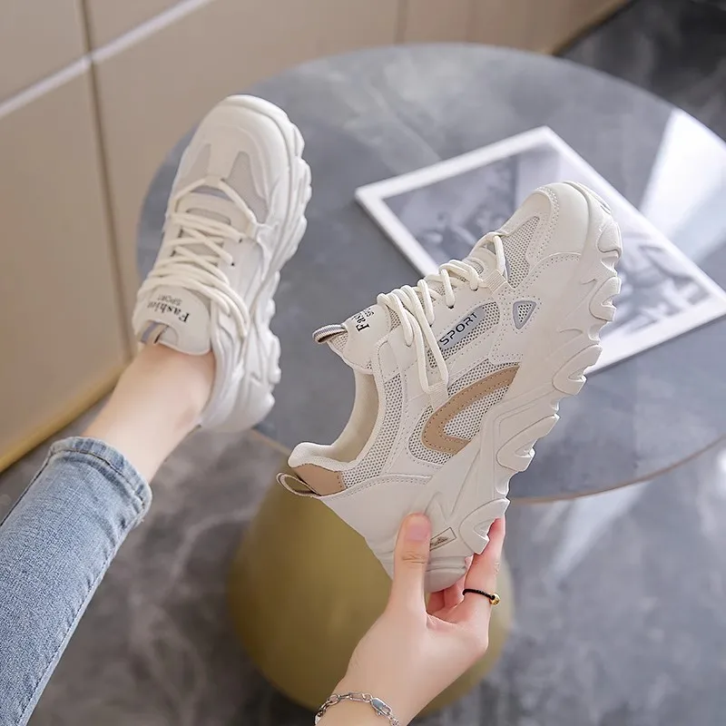 Women shoe luxury high quality trainers off white shoes for woman casual sneaker women's vulcanize flat 2024 elegant mesh flats