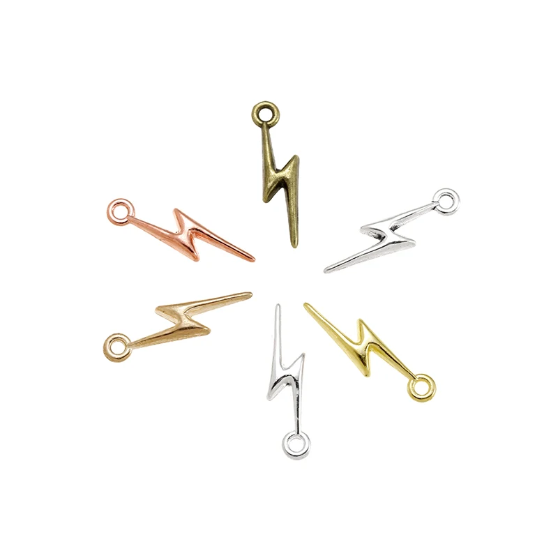 40pcs Antique Silver Lightning Charms for DIY